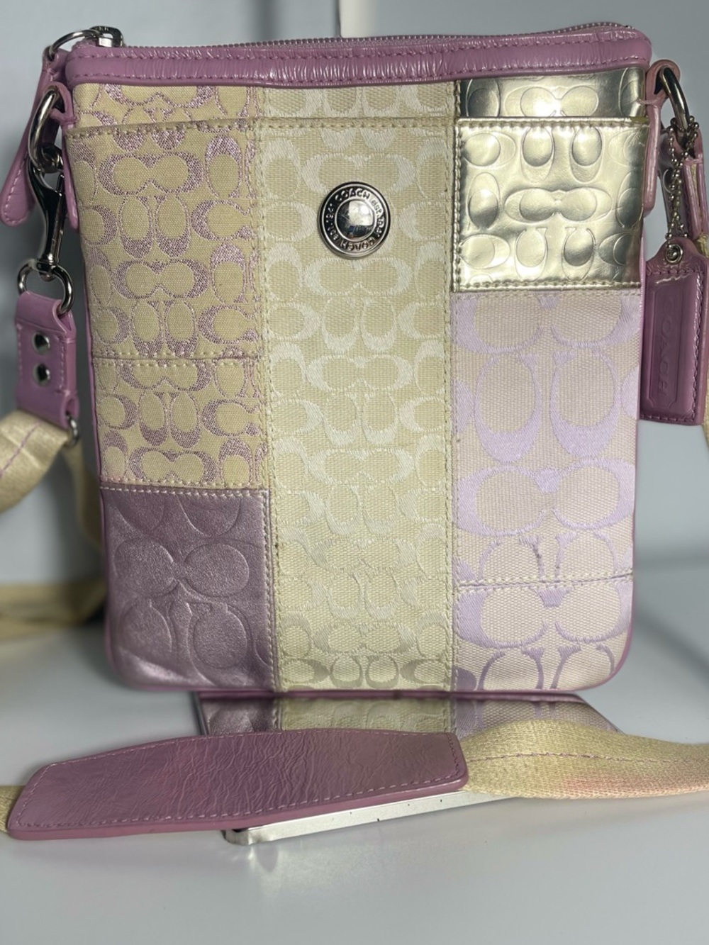 Coach Signature Patchwork Y2K Swing Pack Rare-COA